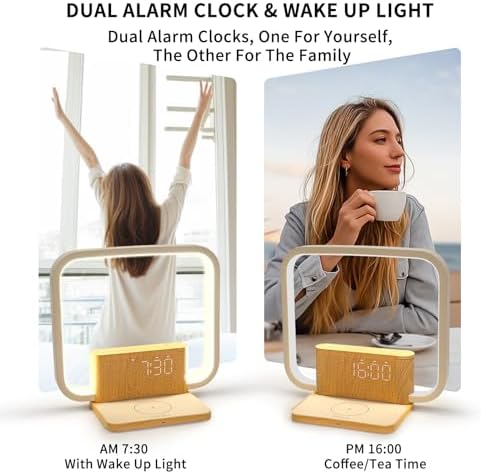 Sunrise Alarm Clock with Wireless Charging Desk Touch Lamp, Sunrise Lamp