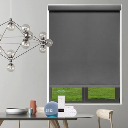 ZSHINE Motorized Blackout Roller Shades Remote Control Rechargeable(82133E)