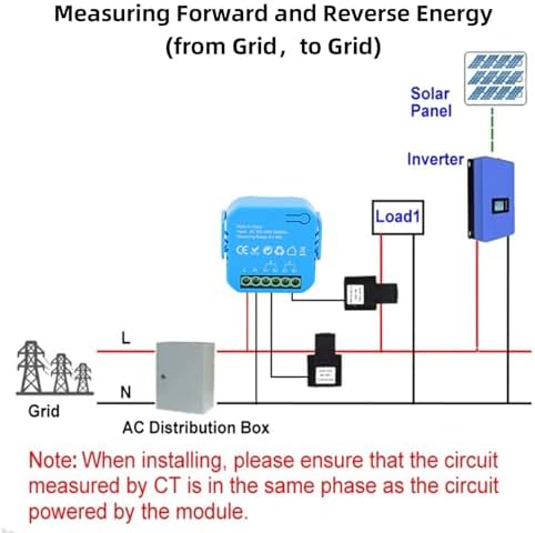 Hilitand WiFi Smart Energy Meter Real Time Monitoring Single Phase Electricity Usage Meter with 2x80A CT Clamp for Solar PV System and Home Energy Management