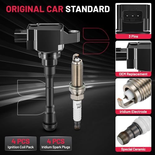 BDFHYK Ignition Coil UF659 and Spark Plug 91215 for Nissan Juke 2011-2017
