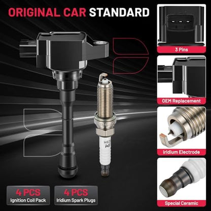 BDFHYK Ignition Coil UF659 and Spark Plug 91215 for Nissan Juke 2011-2017