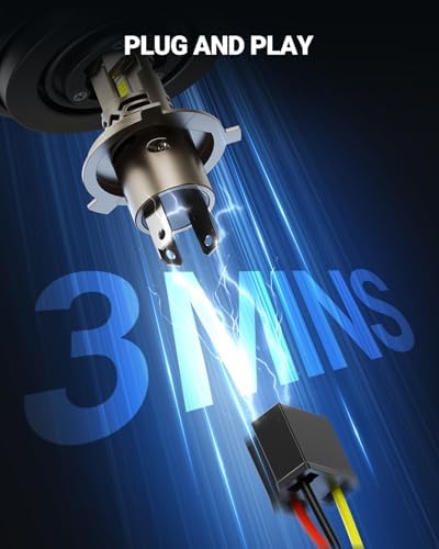 SEALIGHT H4/9003/HB2 Bulbs, 12X 70,000LM Super Bright H4 Driving Bulb, 6500K White 9003 LED Lights, Canbus Ready Direct Fit, Plug-N-Play, Pack of 2