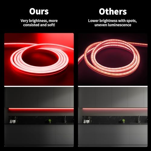 iNextStation Red LED Light Strip 16.4FT Neon Rope Lights (with DC12V Plug)