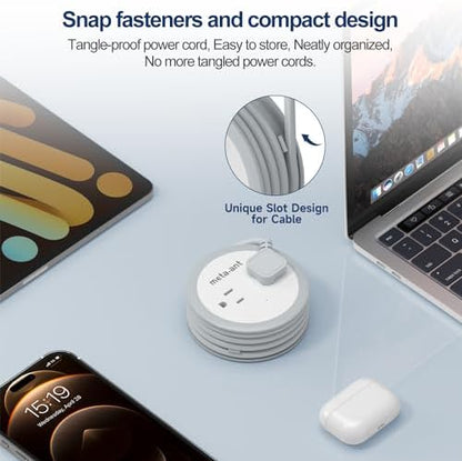 meta-ant Cruise Power Strip for Travel, 7 in 1 Extension Cord with 4 AC Outlets 2 USB-A and 1 USB-C Ports, 5 ft Flat Plug Wrapped Around Power Strip for Cruise Office, Hotel, Home