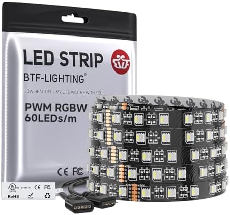 BTF-LIGHTING RGBW LED Strip Cool White 16.4ft 60LED DC24V UL Listed IP30