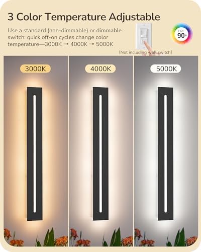 EDISHINE Upgraded 2 Pack 39.4" LED Outdoor Wall Light, Linear Modern Sconce