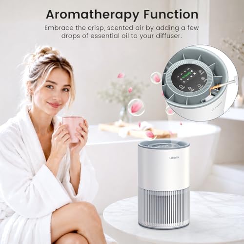 2 Pack Air Purifiers for Home Large Room up to 1200ft², LUNINO Air Purifier for Bedroom with H13 HEPA Washable Filter, Aromatherapy, Air Quality Sensor, Sleep Mode for Smoke, Dust, Pet Dander, Odor