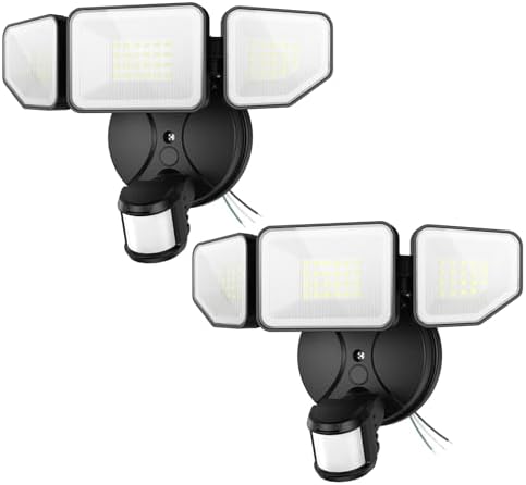 65W Motion Sensor Outdoor Lights, 6500LM Hardwired Floodlight, IP65