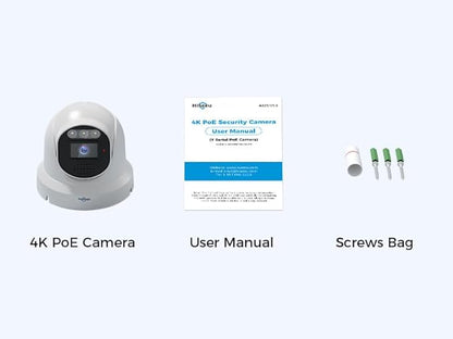 Hiseeu 【4K Ultra HD】 8MP PoE Camera, IP Camera, Turrect Dome Camera w/Human Vehicle Detection, 2 Way Audio, Free Remote Access, Color Night Vision, IP 67 Waterproof, Work 4K 8MP PoE NVR