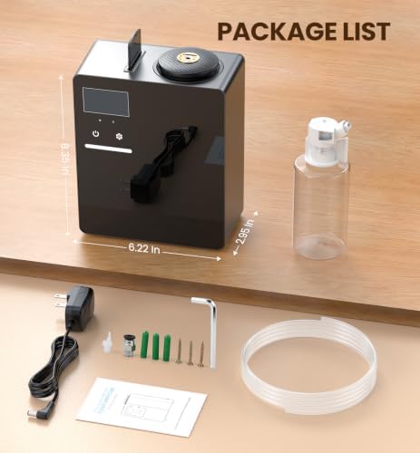 Waterless Essential Oil Diffuser with 2 x 100ML Oils, 5000 Sq.Ft Whole House Scent Machine, 200ml Cold Air Fragrance Diffuser with Bluetooth App Control for Home Hotel Office, Black