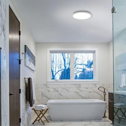 Homewerks 7141-110 Bathroom Fan Integrated LED Light Ceiling Mount Exhaust Ventilation 2.0 Sones 110 CFM, White
