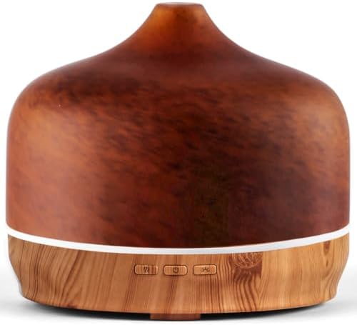 Porseme 500ml Glass Essential Oil Diffuser Aromatherapy Ultrasonic Cool Mist Humidifier 15-21 Running Hours Waterless Auto-Off Air Diffusers for Sleeping Yoga Working Spa(Caramel)