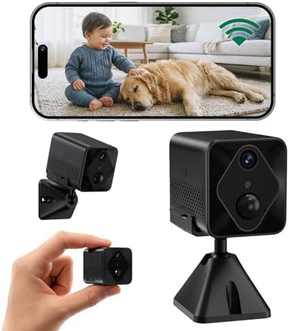Mini 2.4GHz WiFi Wireless Battery Security Camera — $0/Month Forever No Subscription, 60-Second Setup, 2K Night Vision, PIR Motion Detection — Apartment/Bedroom/Pet (5GHz NOT Supported)