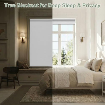 ZSHINE Motorized Blackout Roller Shades Remote Control Rechargeable(82141E)