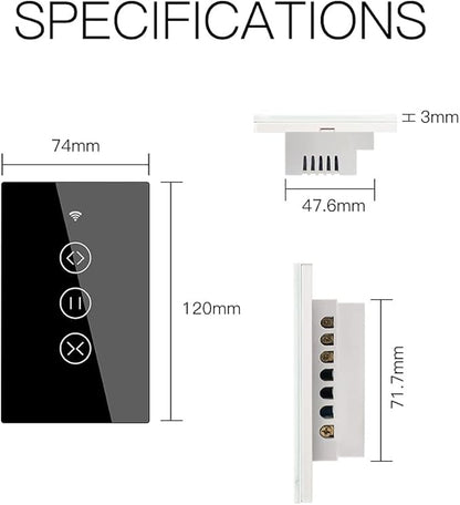 MOES WiFi Smart Curtain Switch Motorized Roller Blinds Shutter Switch,Smart Life/Tuya APP Remote Control,Compatible with Alexa Echo and Google Home,Black