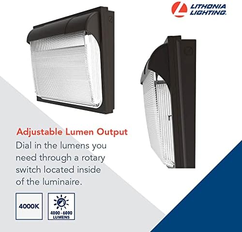 Lithonia Lighting 18" LED Wall Pack Outdoor Light, Adjustable Lumens