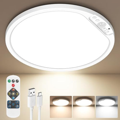 Rechargeable Motion Sensor Ceiling Light, 12000mAh Battery Closet Light