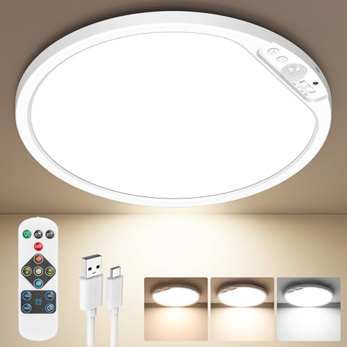 Rechargeable Motion Sensor Ceiling Light, 12000mAh Battery Closet Light