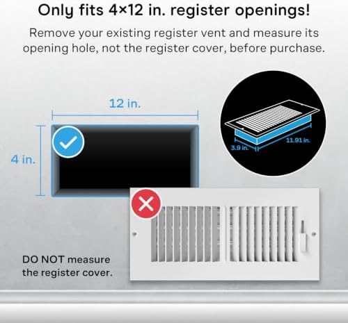 AC Infinity AIRTAP T4, White Register Booster Fan for 4”x12” Openings