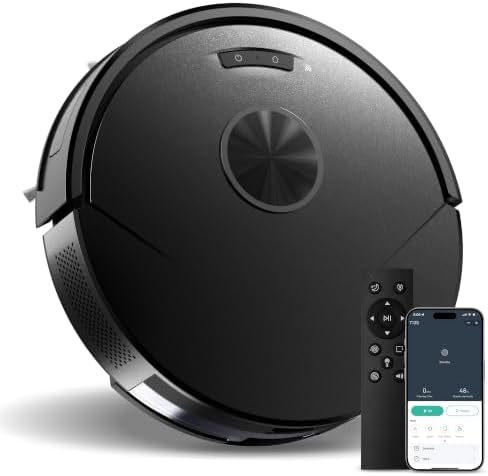 Robot Vacuum Mop 8000Pa Strong Suction with Mopping, with Schedule, Wi-Fi/App/Remote, Self-Charging, Slim, Ideal for Hard Floor, Pet Hair