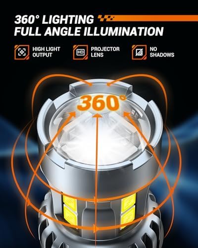 SEALIGHT 7443 7440 LED Bulb White Reverse Light, 7444na 7441 7444 T20 W21W LED Light Bulb with Projector for Backup Light,Tail Light,Brake Parking, Pack of 2