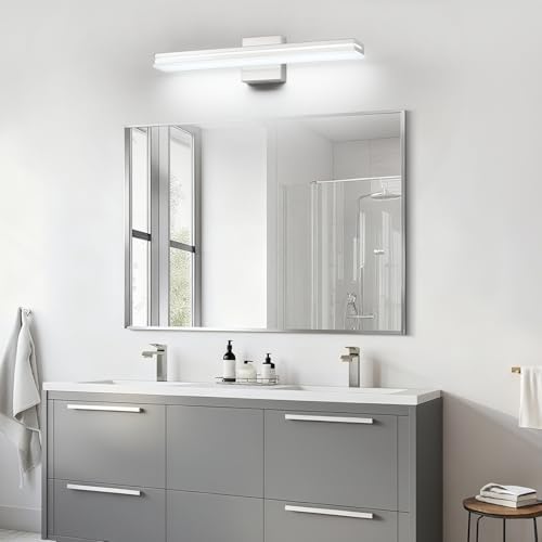 SineRise 24-Inch LED Modern Bathroom Vanity Light Bar, Chrome Modern Acrylic Bathroom Wall Lighting Fixtures Over Mirror (Cool White 6000K)