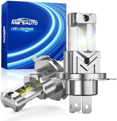 Marsauto H4/9003 LED Bulbs, 40000LM 6500K Cool White, Dual Function, Fanless Passive Cooling, 1:1 Mini Size Plug and Play, IP68 Waterproof, Pack of 2
