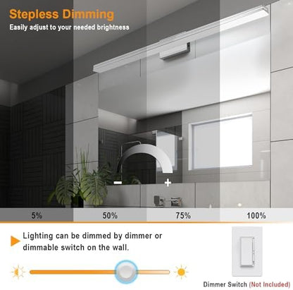 SineRise LED Modern Bathroom Vanity Light Bar (48-Inch, 3000K/4000K/6000K), Chrome Dimmable Modern Acrylic Bathroom Wall Lighting Fixtures Over Mirror