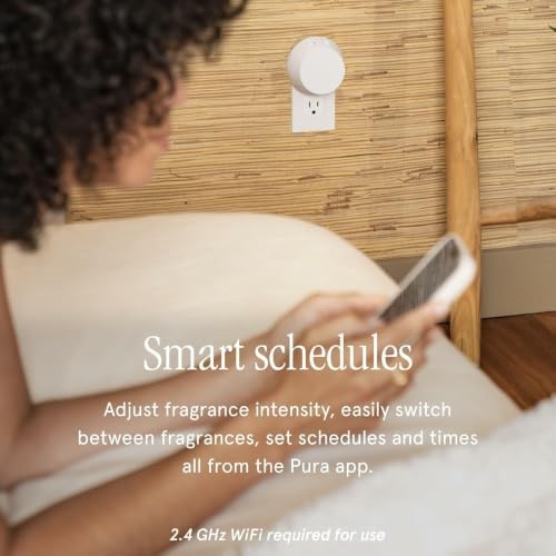 Pura - Smart Home Fragrance Device Starter Set - Pura 4 - Scent Diffuser for Home - Includes Fragrance Aroma Diffuser - Square Box, Juicy Acai and Pistachio Gelato Scent Refills