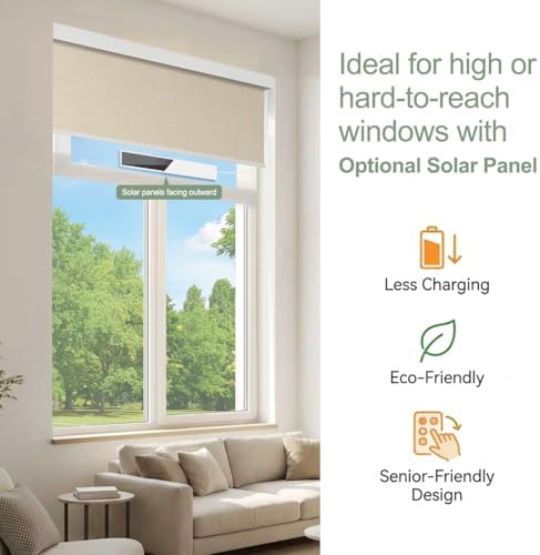 ZSHINE Motorized Blackout Roller Shades Remote Control Rechargeable(82067C)