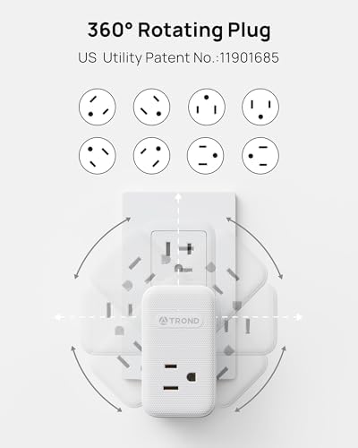TROND Multi Plug Outlet Extender 2 Pack with 3 Way Outlet Splitter and USB