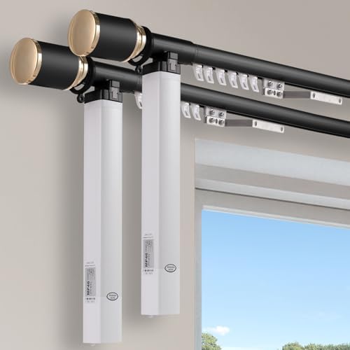 ZSHINE Motorized Curtain Dual Track System (Matte Black Finish)