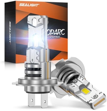 SEALIGHT H7 Light Bulb, 1:1 Real Size, 1200% Super Bright 6500K Cool White LED Bulbs, 3Mins Easy Plug-N-Play, IP68 Waterproof, Pack of 2