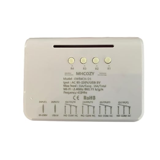 4 Channels WiFi Smart Relay Switch, eWelink App DC 5V AC 85-250V Passive Output Dry Contact Relay Module,WiFi Remtoe Voice Control Gate Lights