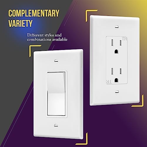 ENERLITES 1-Gang White Mid-Size Decorator Switch Outlet Wall Plate, 10 Pack