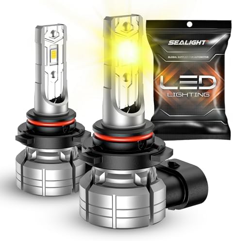 SEALIGHT H10 9145 9140 LED Fog Light Bulbs Amber, 12000LM 3500K Yellow Light Bulbs, Strong Light Penetration, 9040 9045 Replacement Front Fog Lamps for car, trucks, SUVS, Non-polarity