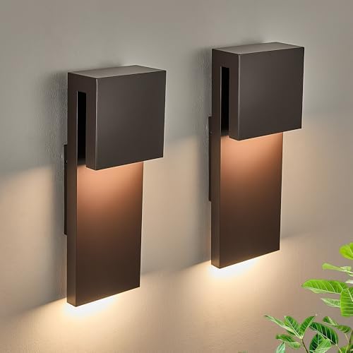 Tarentlight Outdoor Wall Lights Modern Exterior Lighting Fixtures, 3000K Integrated LED, Wall Sconce Lighting 2 Packs, Bronze Outside Wall Mount Lights for House Front Door Porch Garage Patio
