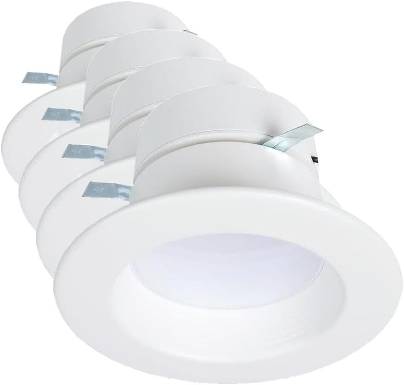 HALO RL 4 inch LED Recessed Light Retrofit Selectable CCT 2700K 3000K 3500K 4000K 5000K Dimmable Dim to Warm 600/900 Lumens Wet Location Indoor Outdoor Ceiling Downlight RL4LS9FSD2W1EWH (Pack of 4)