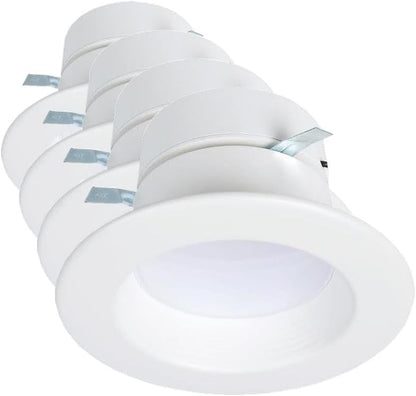 HALO RL 4 inch LED Recessed Light Retrofit Selectable CCT 2700K 3000K 3500K 4000K 5000K Dimmable Dim to Warm 600/900 Lumens Wet Location Indoor Outdoor Ceiling Downlight RL4LS9FSD2W1EWH (Pack of 4)