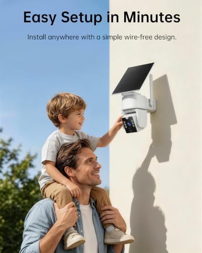 5G & 2.4G Wi-Fi Outdoor Camera Wireless,Solar Security Cameras Wireless Outdoor, 2K 360° PTZ Camera, Solar/Battery Powered, PIR Human Detection, Color Night Vision,Two-Way Voice Calling