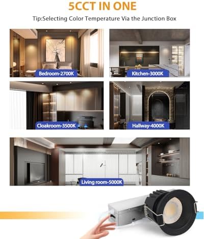 Adetu 6 Pack 2 Inch Black Anti-Glare LED Downlight, Recessed Ceiling Light