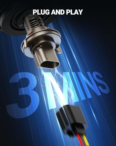 SEALIGHT H13/9008 LED Bulbs, 70,000LM 12X Super Brighter, 1:1 Mini Size, 6500K Cool White, 70,000Hrs Long Service Life with Cooling Fan, Plug and Play, Pack of 2