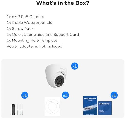 ONWOTE 6MP PoE IP Security Camera, Smart Color Night, Capture Video Audio