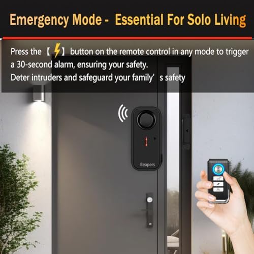 Personal Security Waterproof Door/Window Alarm - IP66 Waterproof with Remote Control, 113dB, Alarm/Doorbell Mode, Upgraded door gap spacing - Indoor/Outdoor Anti-Theft (1 Main Unit & 1 Remote Control)