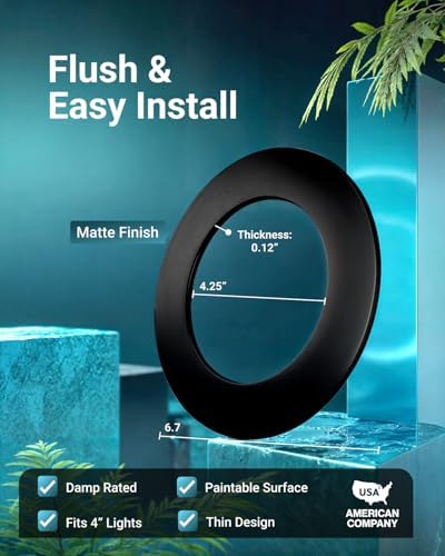 Sunco 12 Pack Goof Rings 4 Inch Recessed Lights, Can Light Trim Ring Flush Mount, Black Matte Finish, Durable Plastic Design, Ultra Thin