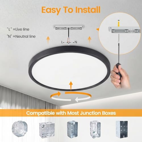 TALOYA 8 Pack 10" LED Ceiling Light Fixture,20W 5CCT Flush Mount,Black