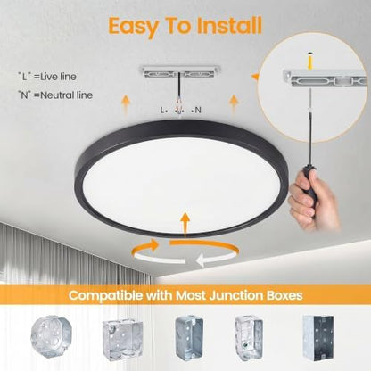 TALOYA 8 Pack 10" LED Ceiling Light Fixture,20W 5CCT Flush Mount,Black