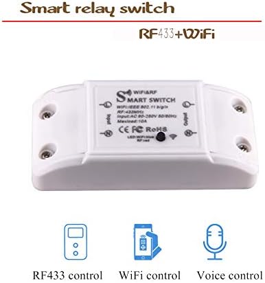remote switch, WiFi &RF433, AC90-250V 10A, 1Gang wireless relay switch.Compatible with Alexa/Google Home,Voice Control,Timer Function.
