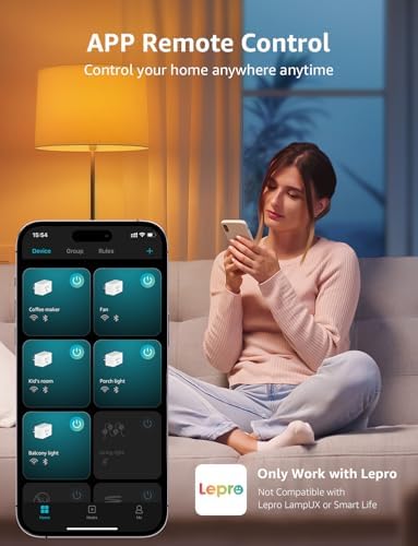 Lepro P1 Smart Plug Mini 15A, Smart Home Wi-Fi Outlet Plug, Compatible with Alexa & Google Assistant, APP Control, Safety Lock, Timer & Group Controller, 2.4G WiFi Only, UL & FCC Certified, 2 Pack
