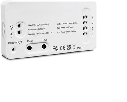 LED Strip Controller for ZigBee 3.0, RGB+CCT & Dimmer Support, PW-M App Control for 12V/24V/36V/48V/54V Strips